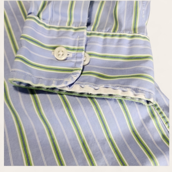 Ralph Lauren classic fit button down shirt XL 17 light blue stripe cotton - Picture 4 of 8